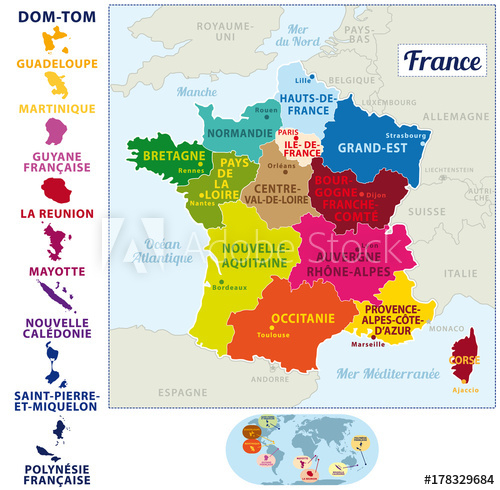 &amp;quot;Carte De France Colorée 2017 Avec Les 13 Nouvelles à Carte Des Départements De France 2017