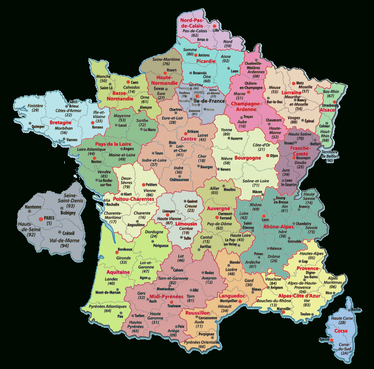 Carte De France Departements : Carte Des Départements De avec Carte De France Avec Départements Et Préfectures