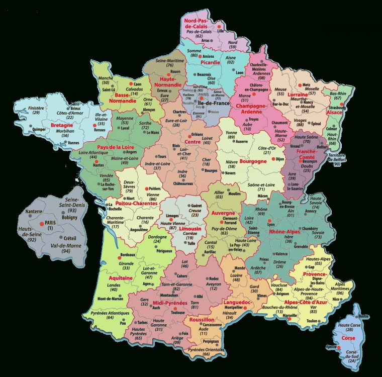 Carte De France Departements : Carte Des Départements De serapportantà Carte Numero Departement
