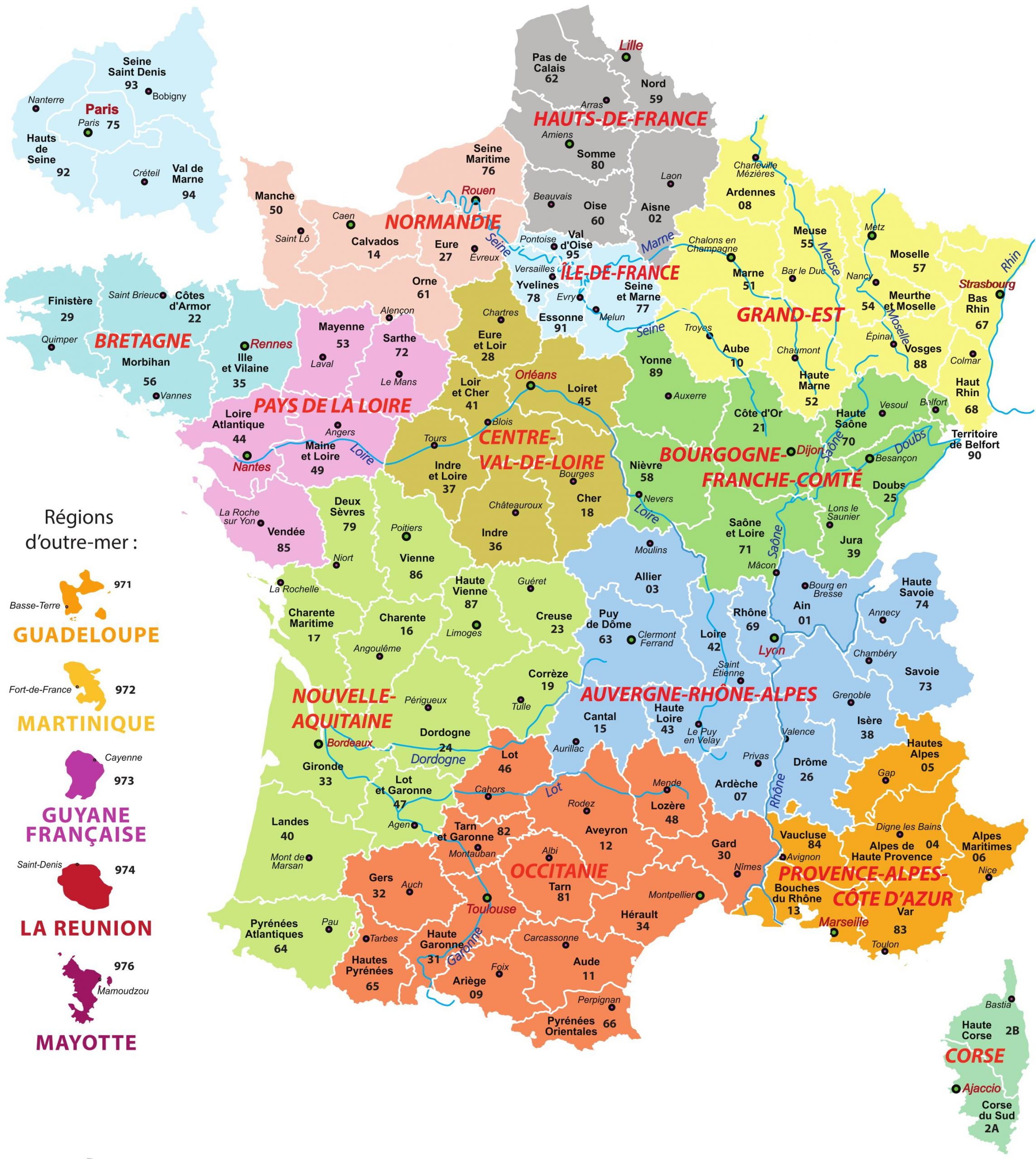Carte De France Départements Et Villes À Imprimer - Les serapportantà Carte De France Avec Départements Et Préfectures
