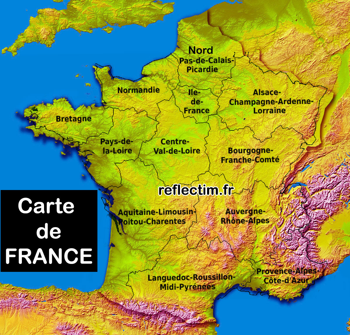 Carte De France Départements Régions - Voyages - Cartes serapportantà Carte De France Imprimable