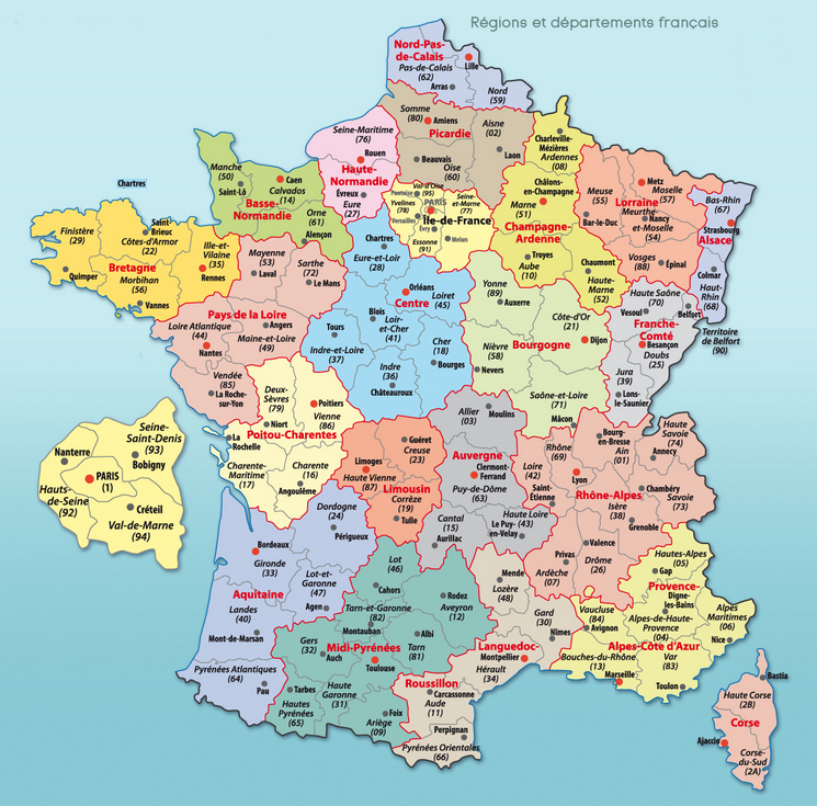 Carte De France Départements Villes Et Régions - Arts Et avec Carte De France Région Vierge