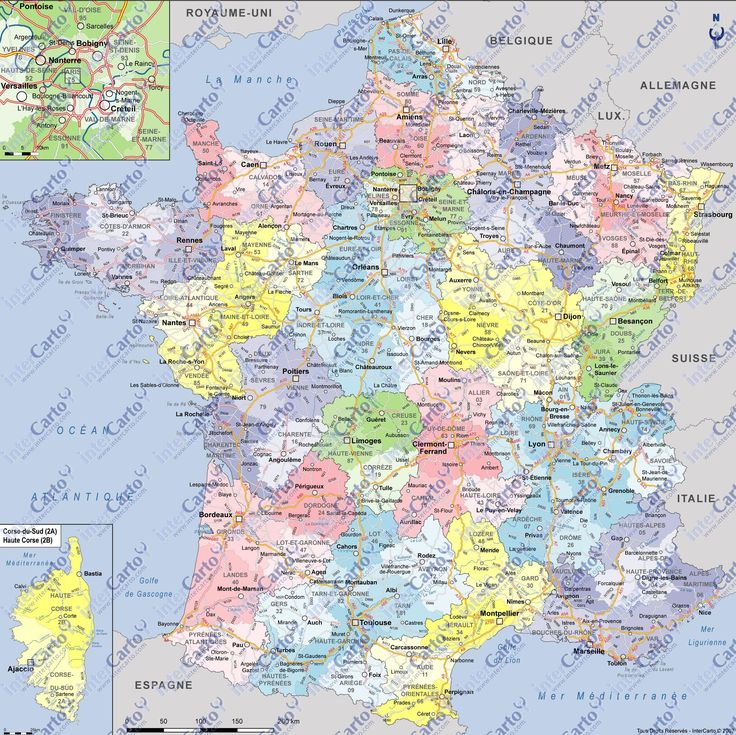 Carte De France Départements Villes Et Régions - Arts Et concernant Carte De France Détaillée A Imprimer