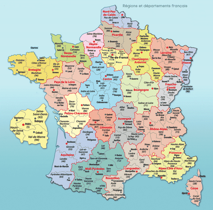 Carte De France Departements Villes Et Regions | Carte De à Carte De Region De France