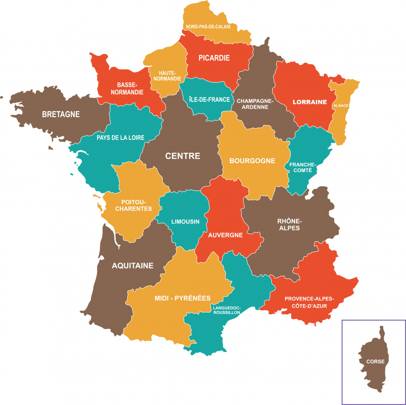 Carte De France Des Régions (Avant Réforme Régionale De destiné Carte Des Régions De France 2016