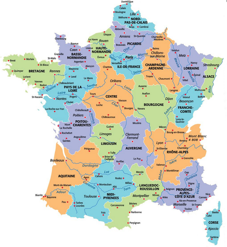 Carte De France Des Regions : Carte Des Régions De France pour Carte Des Nouvelles Régions Françaises