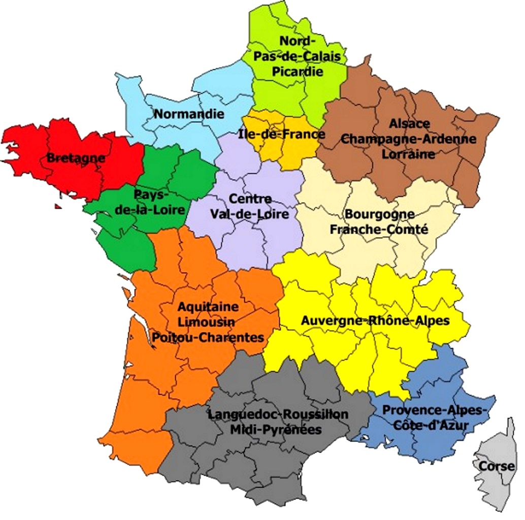 Carte De France Des Régions En 2020 encequiconcerne Carte Nouvelle Region