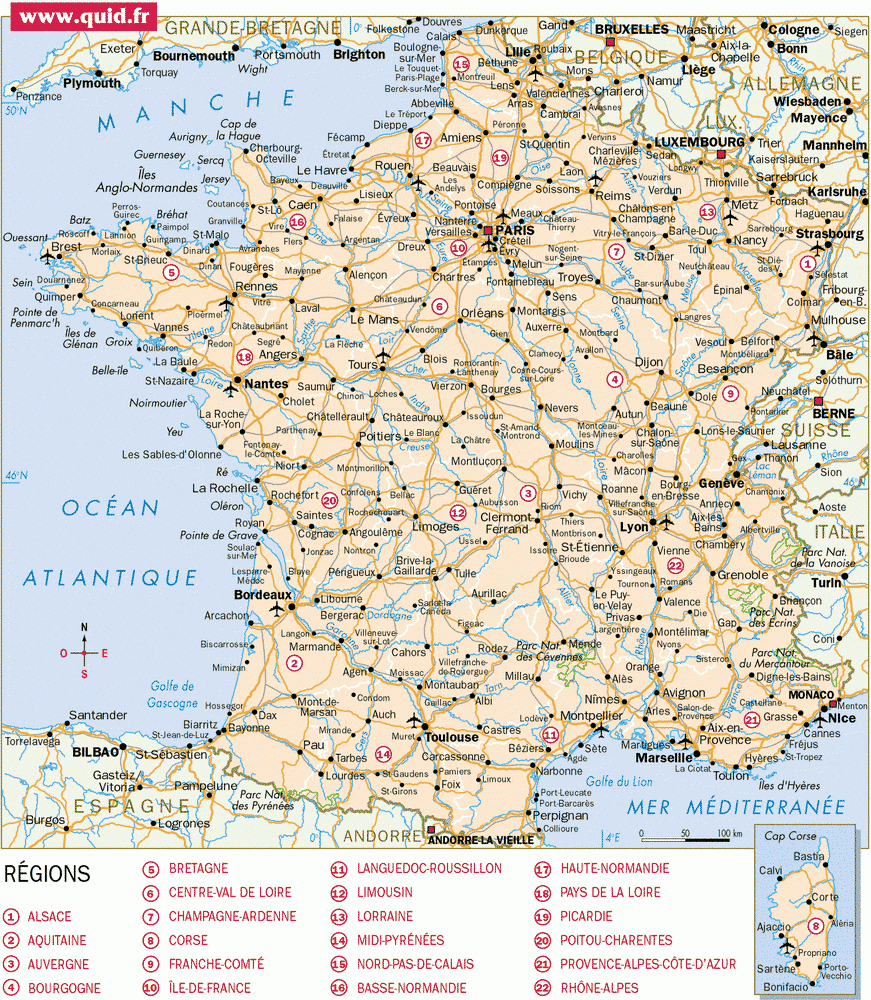 Carte De France Détaillée - Arts Et Voyages avec Carte Des Régions Et Départements De France À Imprimer