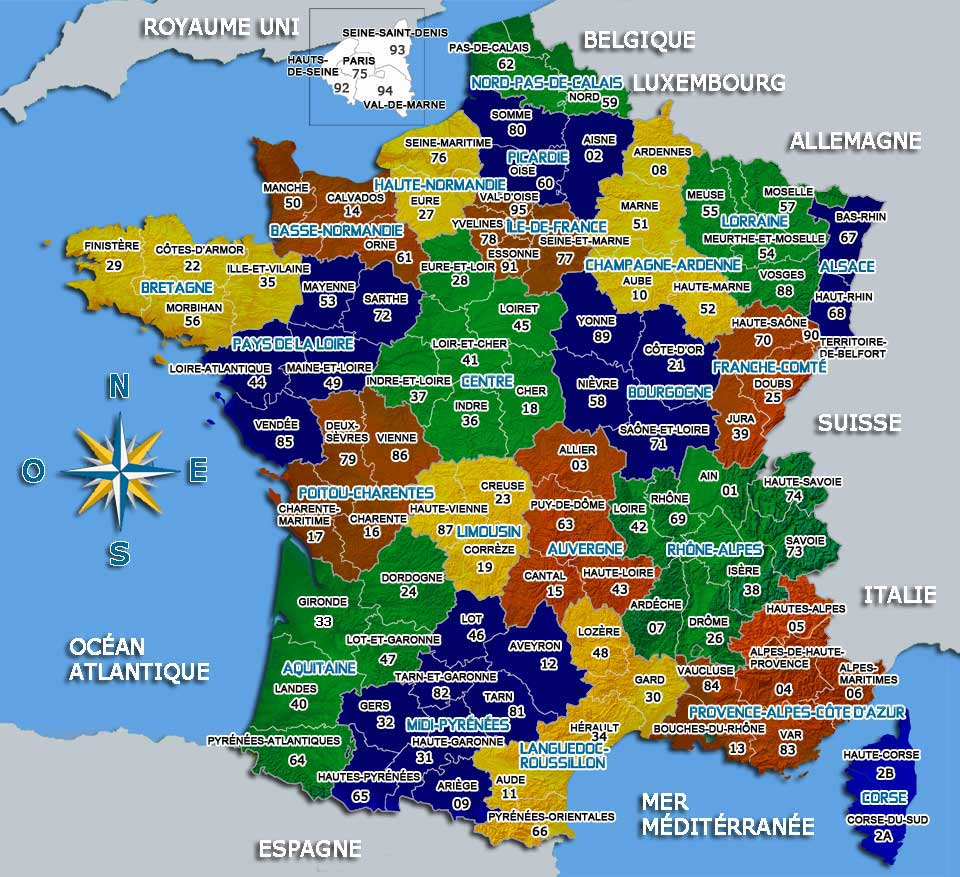 Carte De France Avec Départements Et Préfectures