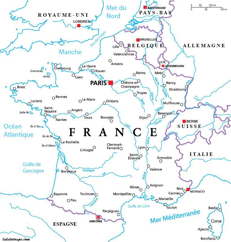 Carte De France Fleuves - Voyages - Cartes intérieur Carte De La France Avec Les Grandes Villes