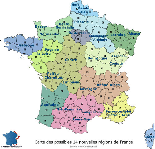 Carte De France Region - Carte Des Régions Françaises concernant Carte Nouvelles Régions De France