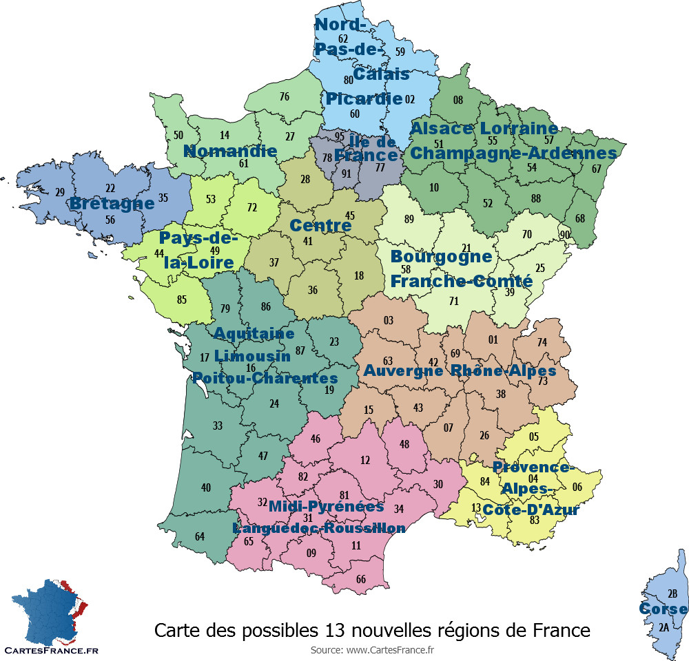 Carte De France Region - Carte Des Régions Françaises intérieur Carte Des Régions De France 2016