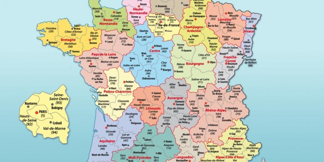 Carte De France Régions Et Départements Français - Arts Et destiné Carte De France Avec Départements Et Préfectures