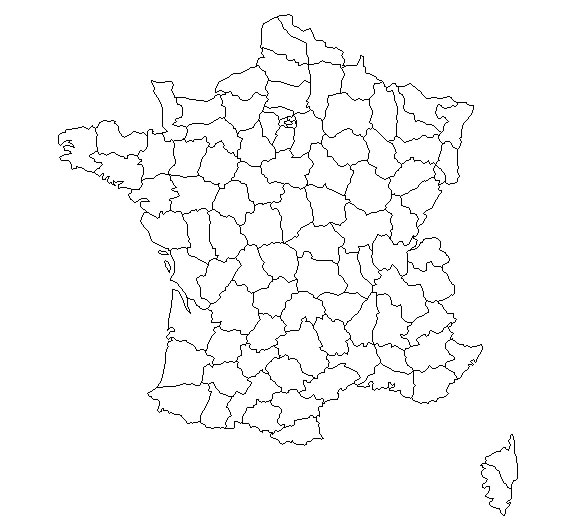 Carte De France Vierge Départements, Carte Vierge Des avec Carte Des Régions De France Vierge