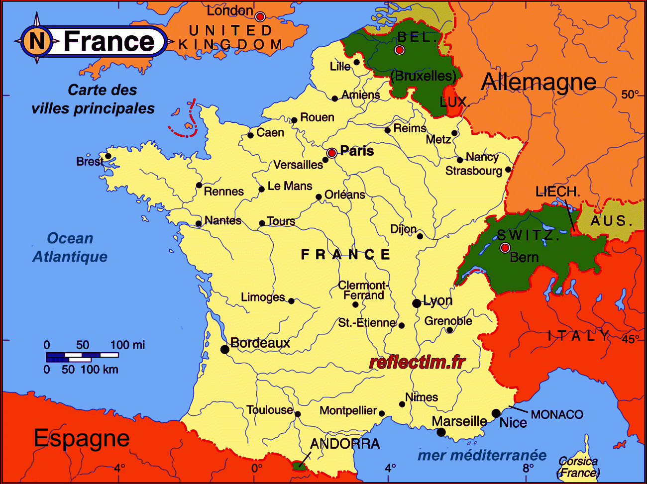 Carte De France Villes Principales serapportantà Carte Fleuve France