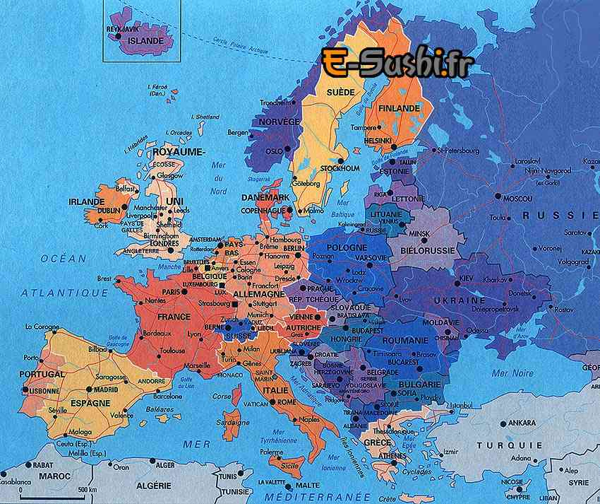 Carte De L Europe Détaillée » Vacances - Guide Voyage destiné Carte De L Europe À Imprimer