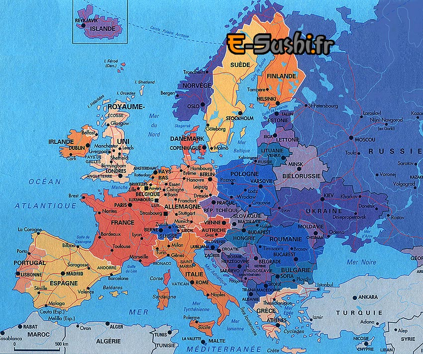 Carte De L Europe Générale Et Détaillée - Arts Et Voyages intérieur Carte Europe Capitales Et Pays