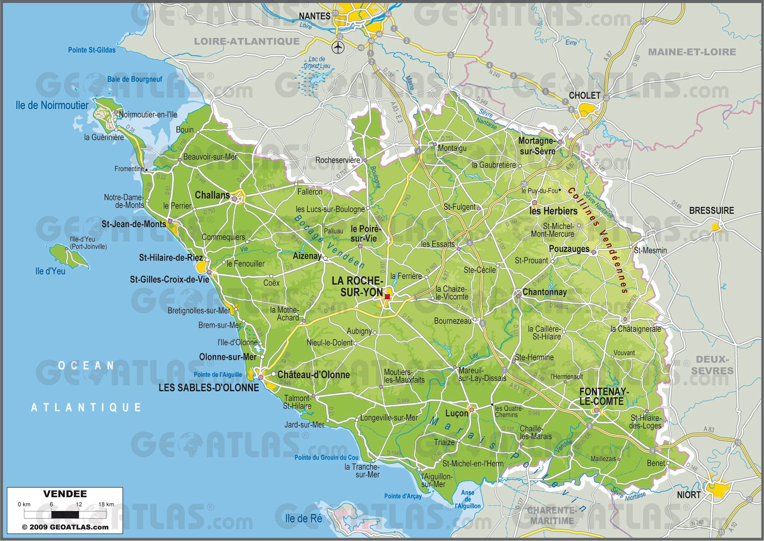 Carte De La Vendée - Cartes Sur Les Villes, Relief, Sites tout Carte Des Villes De France Détaillée