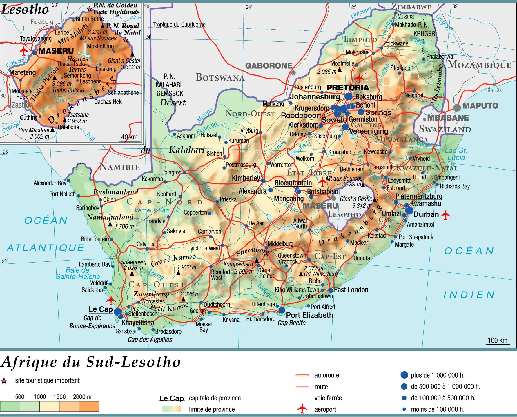 Carte De L'Afrique Du Sud - Afrique Du Sud Carte Sur Le encequiconcerne Carte Du Sud Est De La France Détaillée