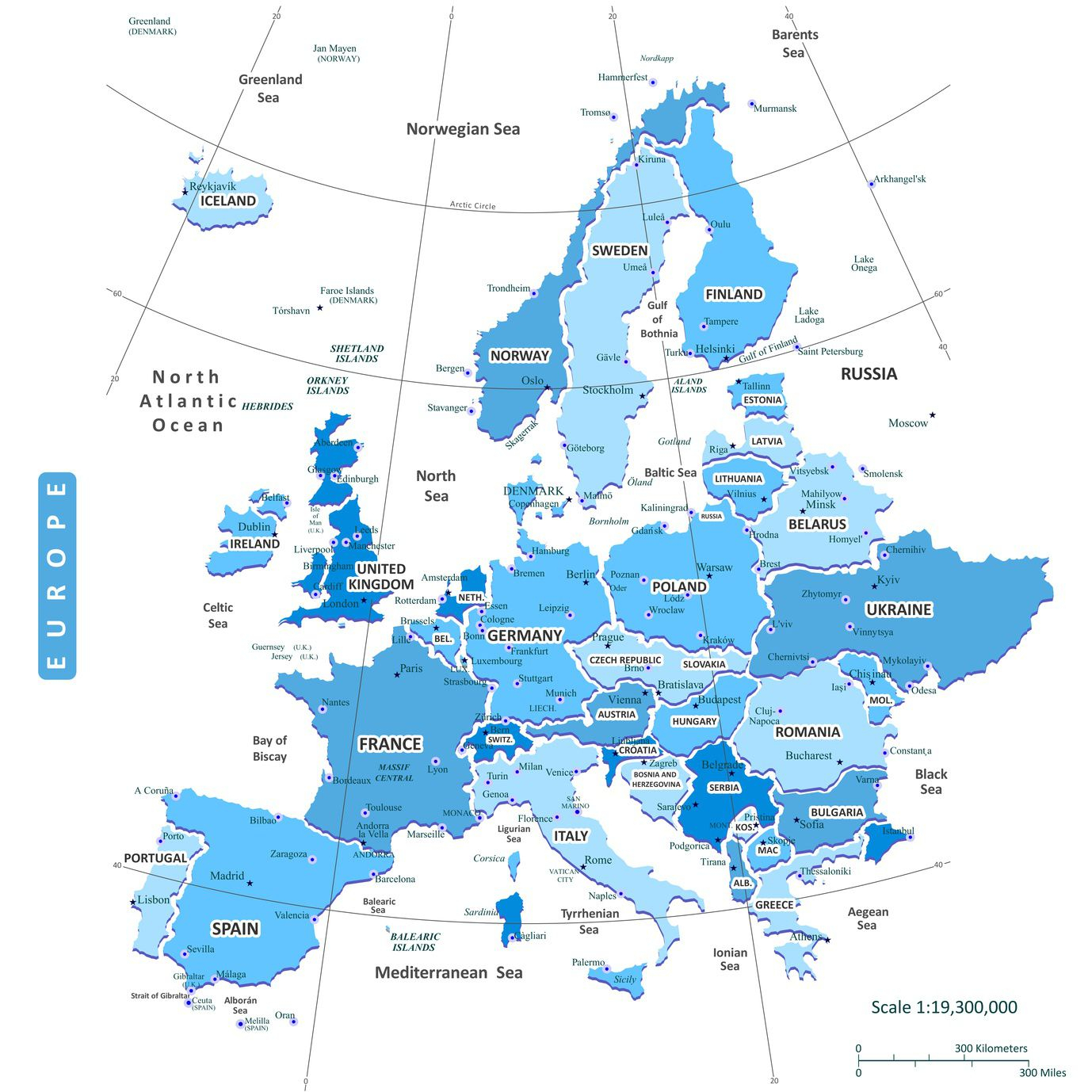 Carte De L&amp;#039;Europe - Cartes Reliefs, Villes, Pays, Euro, Ue avec Carte D Europe Avec Pays Et Capitales