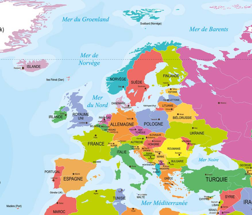 Carte De L&amp;#039;Europe - Cartes Reliefs, Villes, Pays, Euro, Ue pour Carte Europe Capitales Et Pays