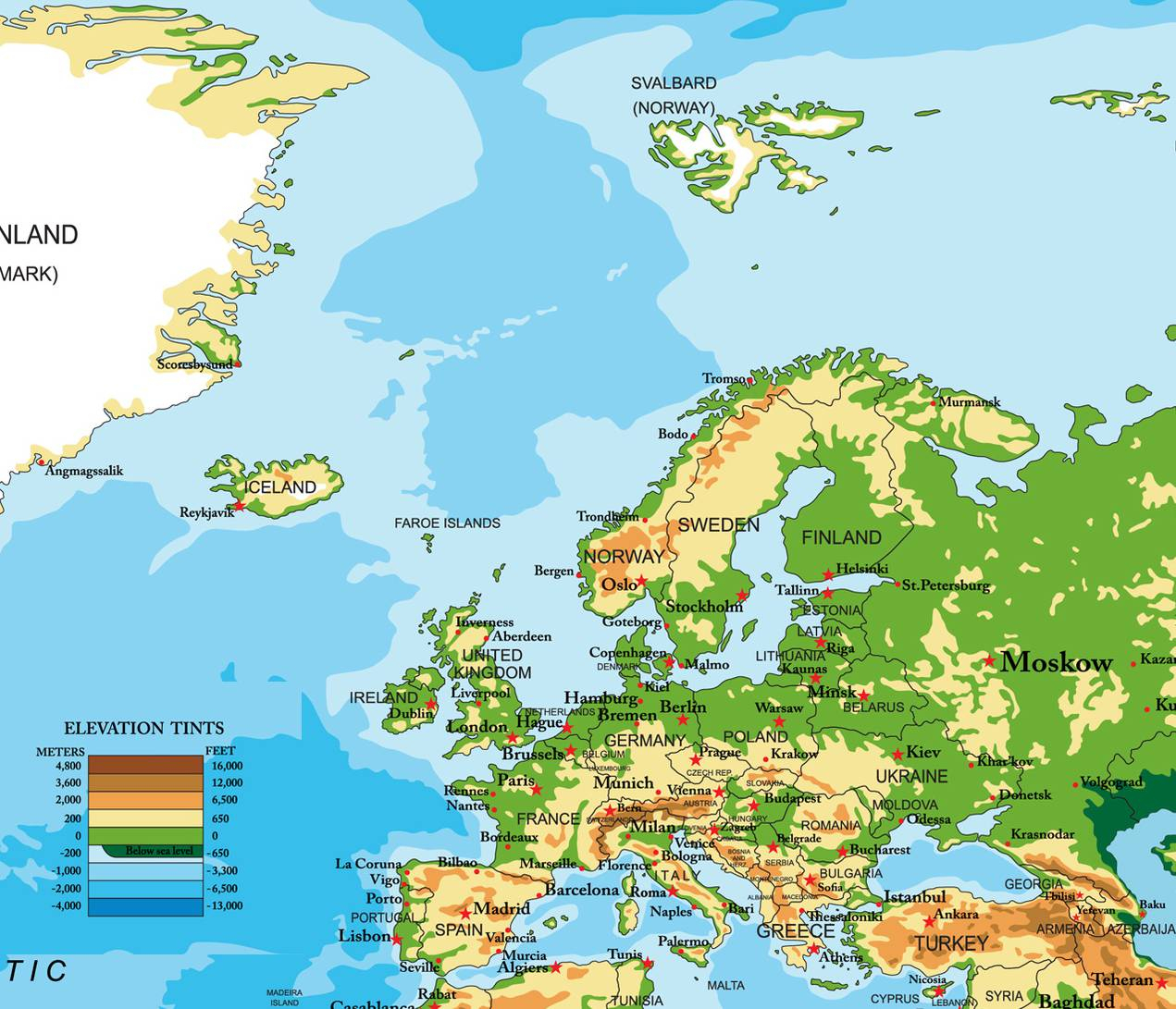 Carte De L&amp;#039;Europe - Cartes Reliefs, Villes, Pays, Euro, Ue tout Carte Europe De L Est