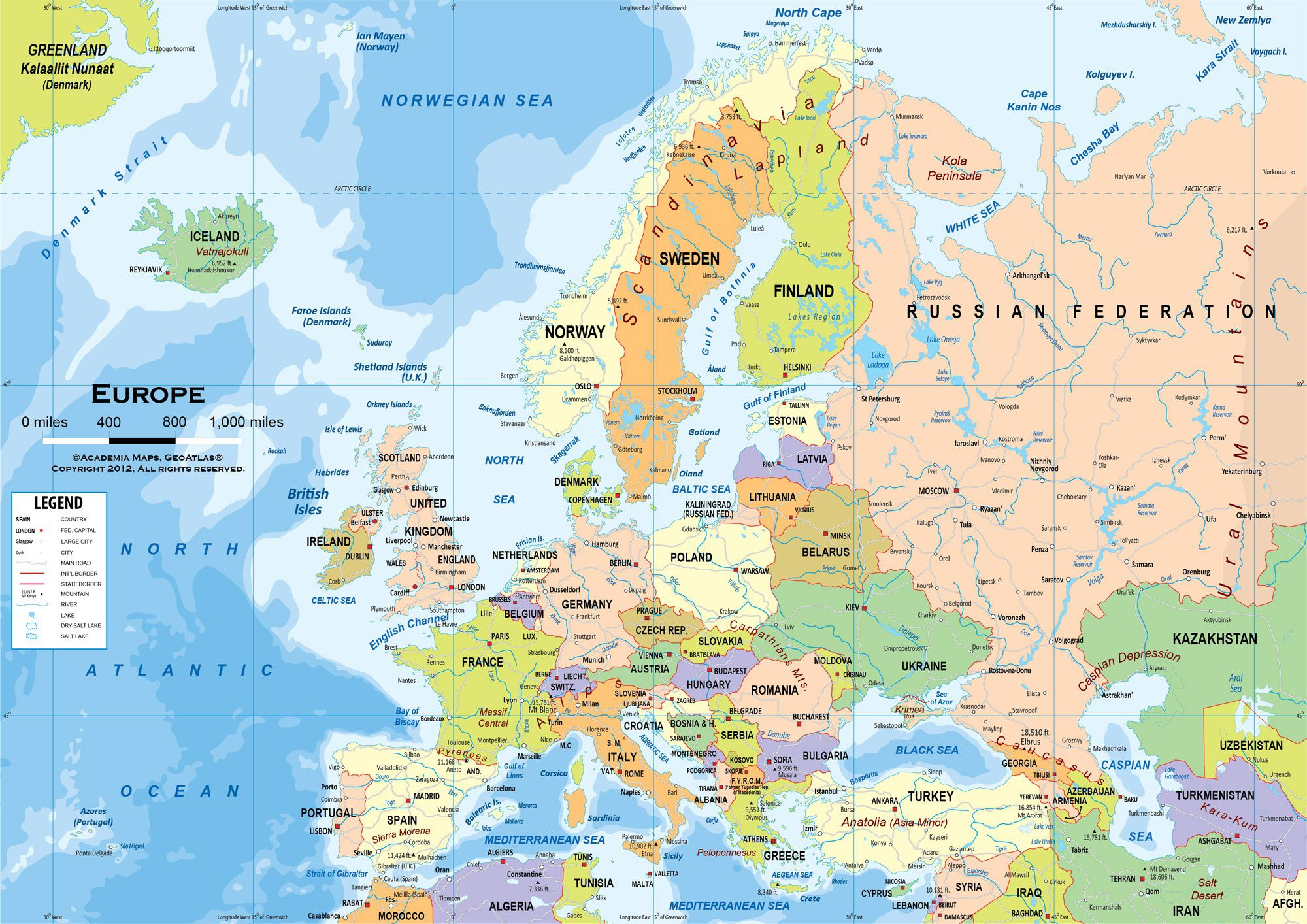 Carte De L'Europe - Cartes Reliefs, Villes, Pays, Euro, Ue tout Carte Europe Vierge