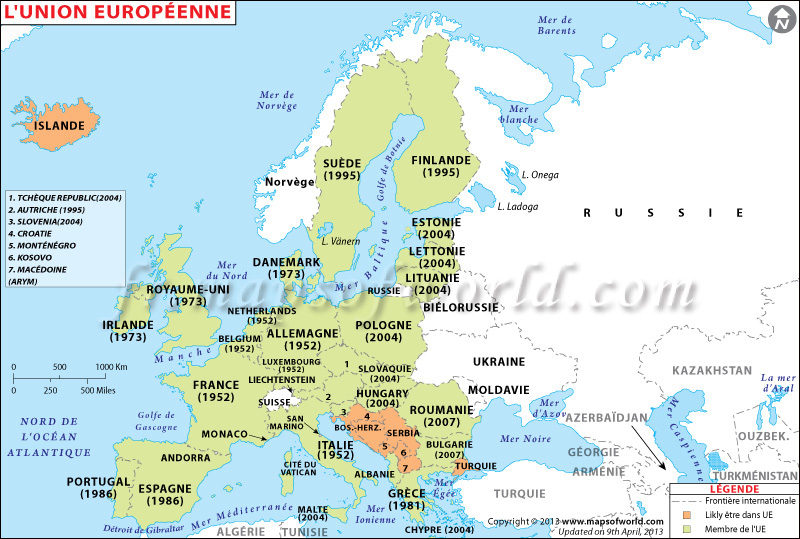 Carte De L'Union Européenne | Carte Des Pays De L'Union dedans Carte Des Pays De L Union Européenne