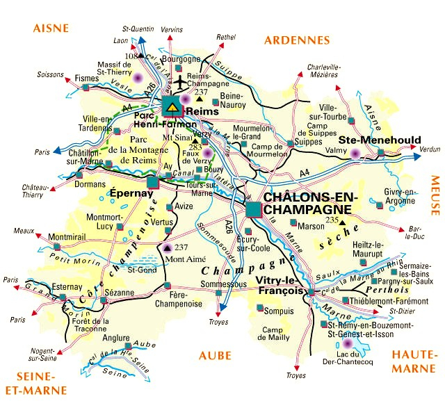 Carte Departement Marne : Département Marne Et Codes pour Carte Départementale De La France