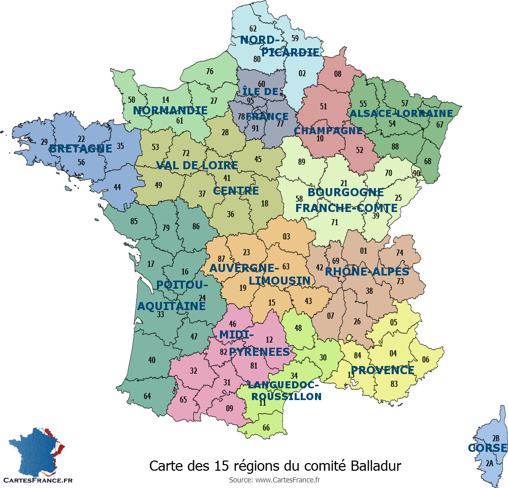 Carte Departementale De La France - Les Departements De France avec Carte De France Avec Les Régions