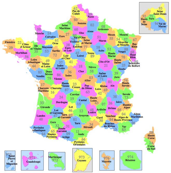 Carte Des 101 Départements - Arts Et Voyages pour Carte De France Numéro Département