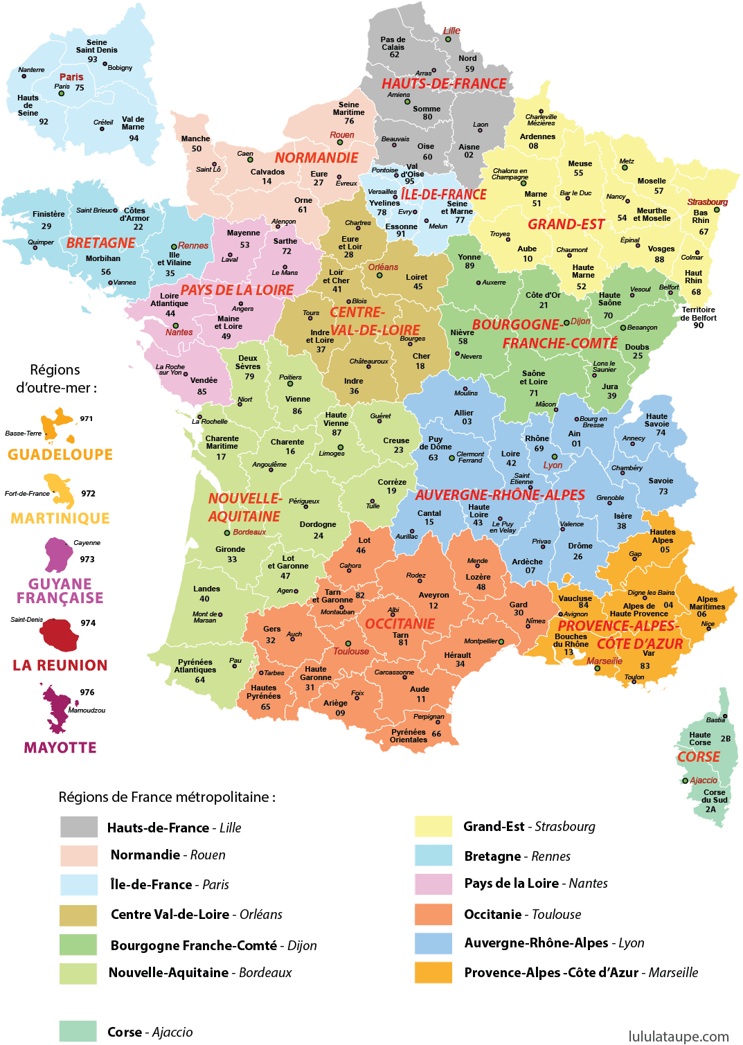 Carte Des 13 Régions De France À Imprimer, Départements à Carte De France Détaillée A Imprimer