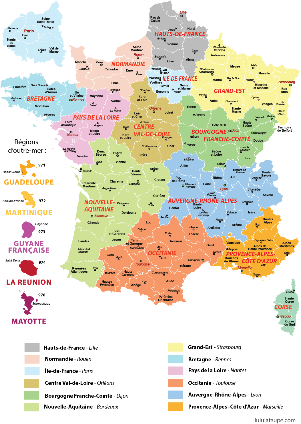 Carte Des Nouvelles Régions De France - Lulu La Taupe avec Carte De France Avec Département