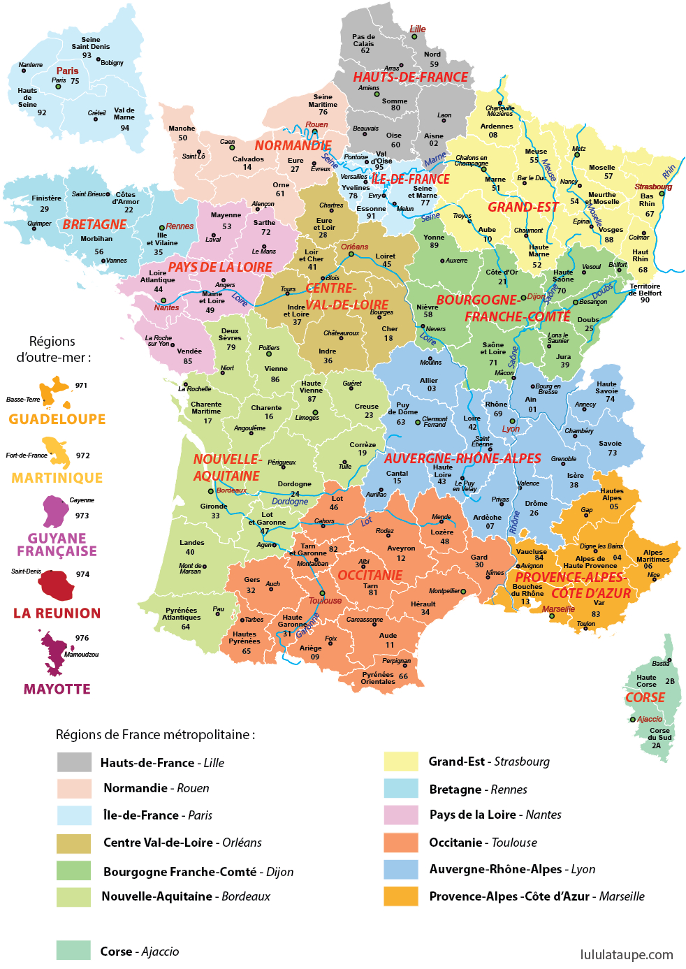 Carte Des Nouvelles Régions De France - Lulu La Taupe pour Carte De France Département À Colorier