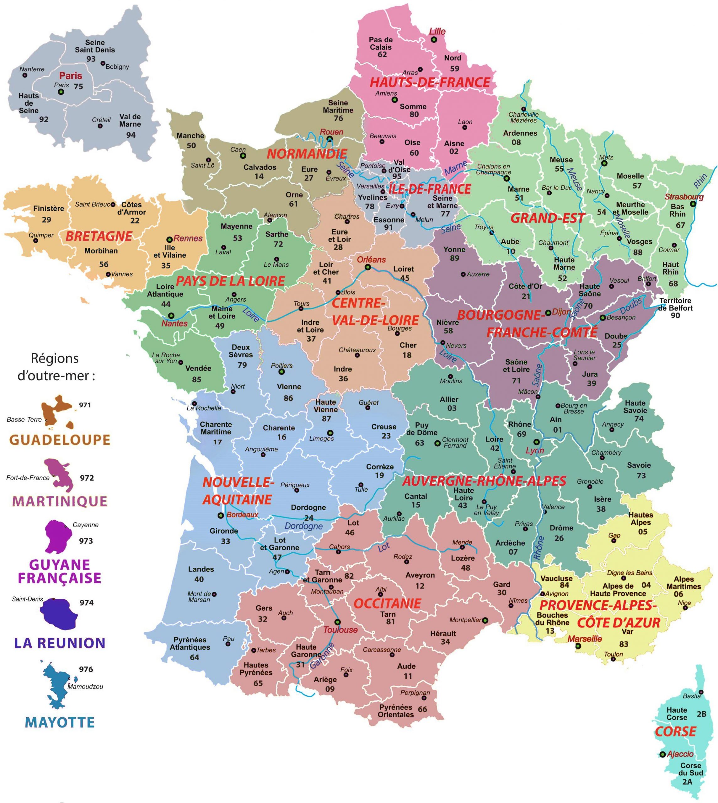 Carte Des Région De France - Les Departements De France destiné Carte De France Avec Département