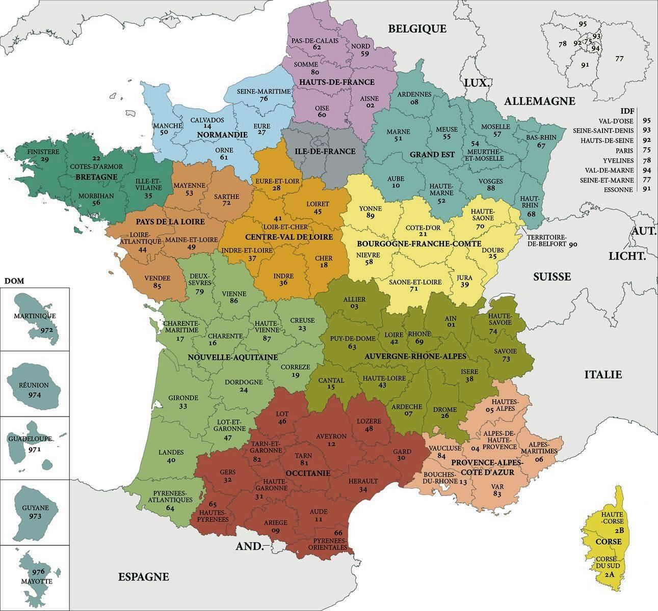 Carte Des Région De France - Les Departements De France serapportantà Carte Des Régions Françaises
