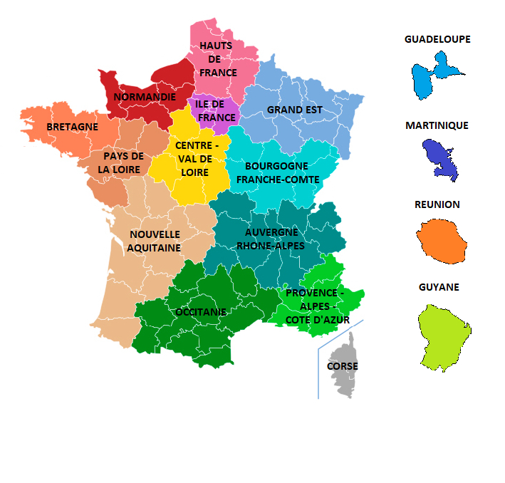 Carte Des Régions De France Au 1Er Janvier 2016 destiné Carte De Region De France