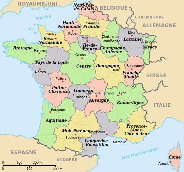 Carte Des Régions De France Et Leurs Capitales | My Blog intérieur Anciennes Régions