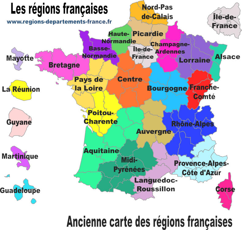 Region de france. Регионы Франции на карте. 13 Регионов Франции. Regions de France. Carte de France Regions.