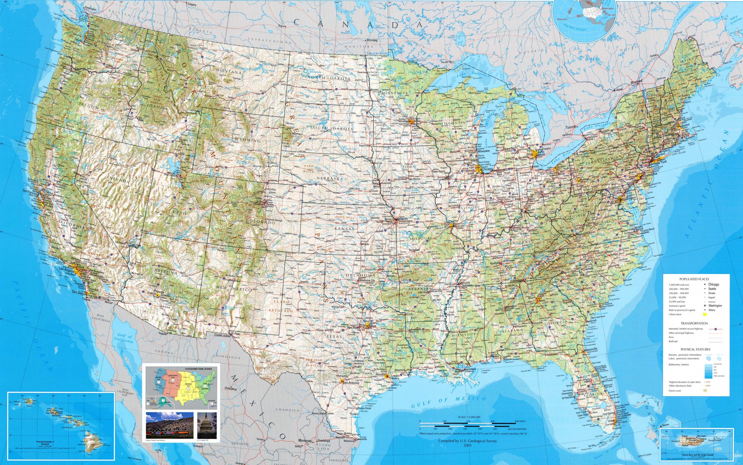 Carte Des Usa (Etats-Unis) - Cartes Du Relief, Villes destiné Carte Des Etats Unis À Imprimer