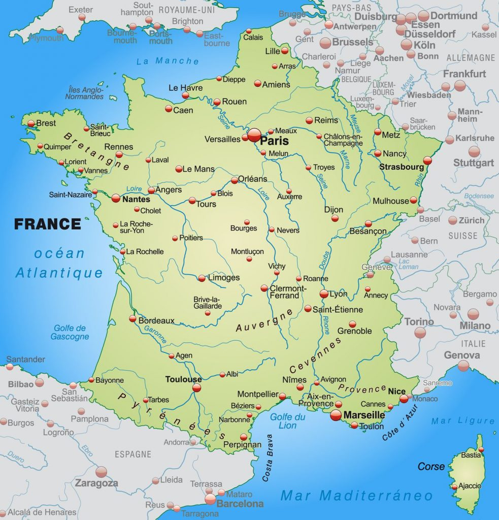 Carte Des Villes De France - Les Plus Grandes Villes Du Pays à Carte Des Fleuves De France