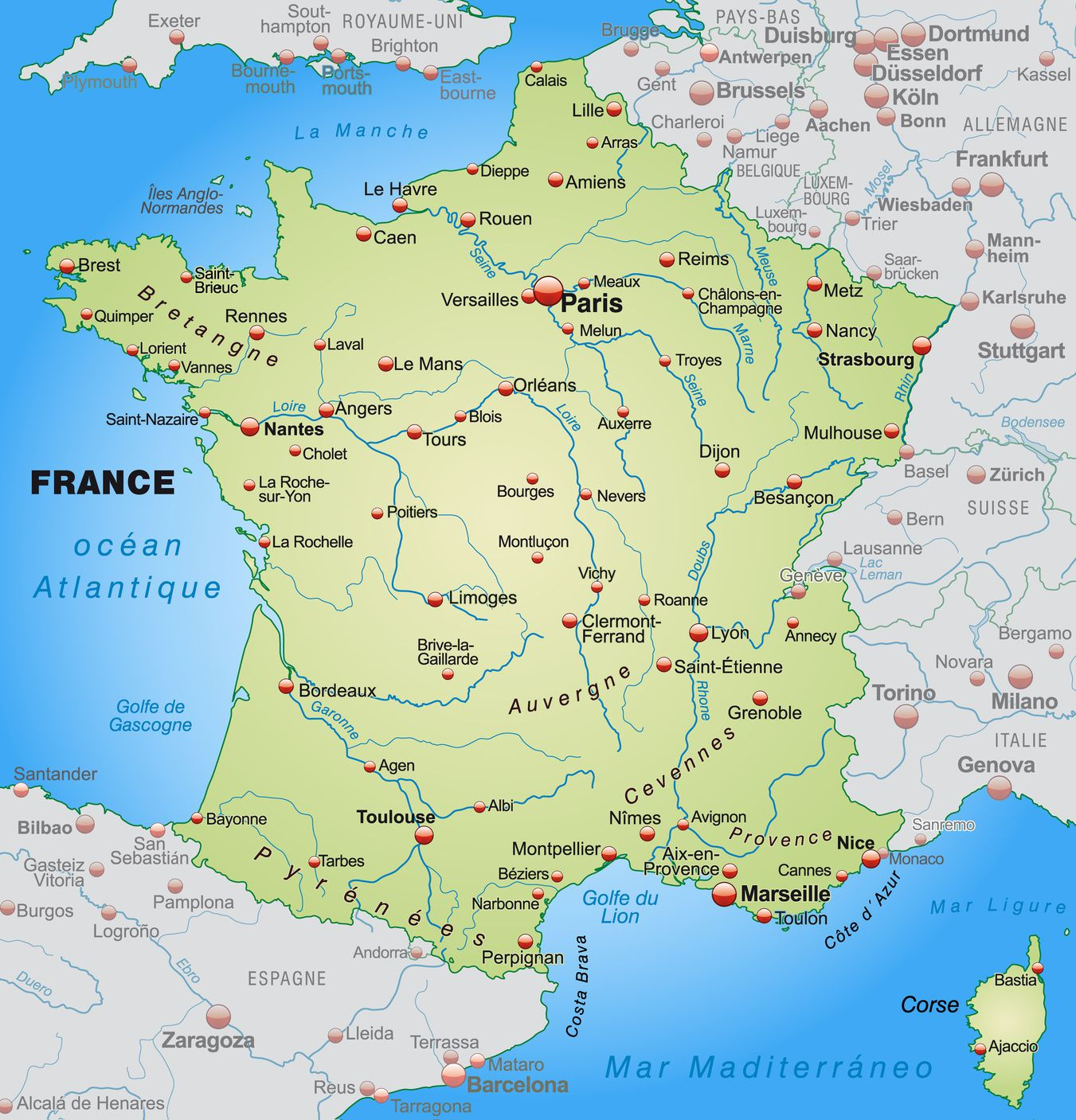 Carte Des Villes De France - Les Plus Grandes Villes Du Pays pour Carte Avec Les Departement