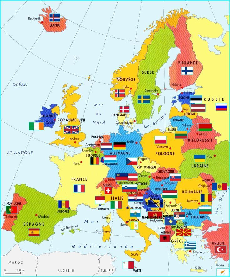 Carte Deurope Drapeaux Et Capitales En 2020 | Carte Europe dedans Europe Carte Capitale