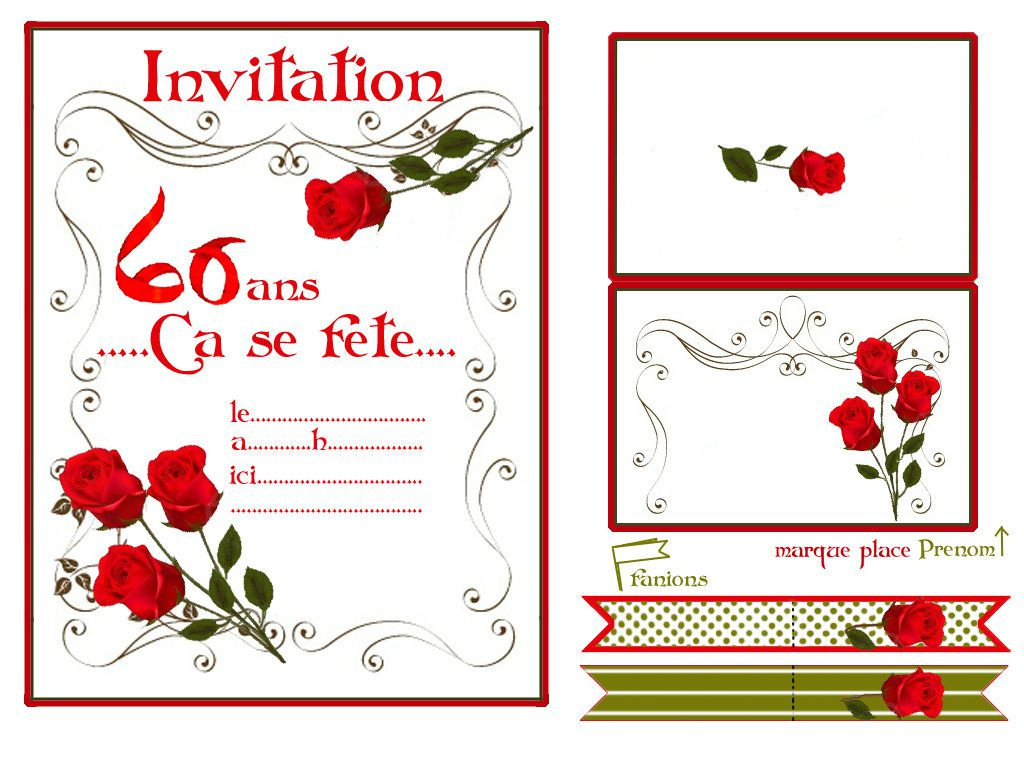 Carte D&amp;#039;Invitation Anniversaire 60 Ans À Imprimer - Existeo.fr destiné Carton Invitation Retraite Gratuit