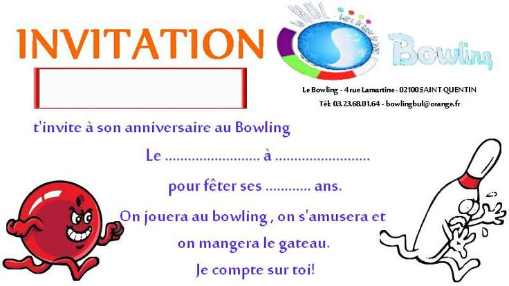Carte D'Invitation Anniversaire Bowling Gratuite Imprimer tout Carte D Invitation Anniversaire Bowling