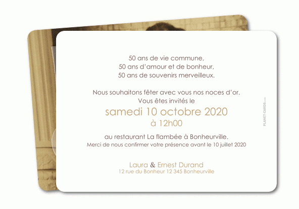 Carte D'Invitation Anniversaire De Mariage Noces D'Or serapportantà Texte Pour Invitation 50 Ans De Mariage