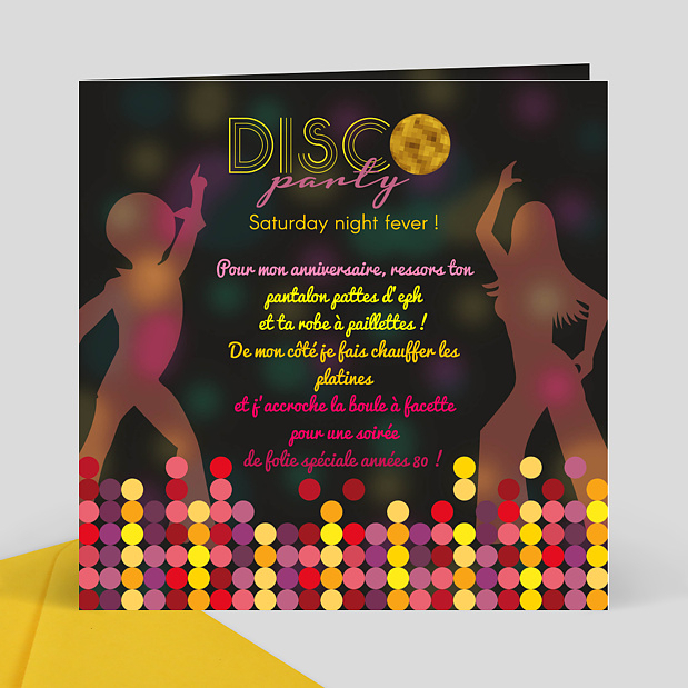 Carte D'Invitation Anniversaire Disco Party destiné Carte Virtuelle Invitation Anniversaire Adulte