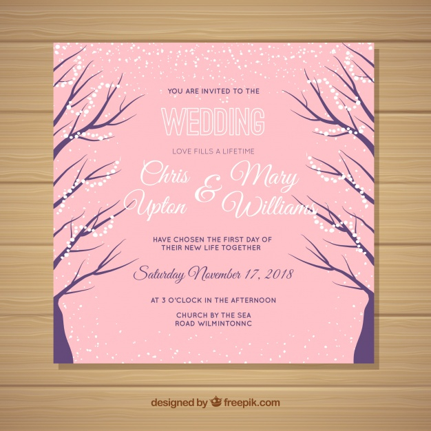 Carte D&amp;#039;Invitation De Mariage Dans Un Style Plat | Vecteur avec Carte D Invitation Mariage Original