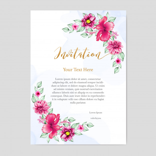 Carte D'Invitation De Mariage Design Floral | Vecteur Premium pour Carte D Invitation Mariage Pas Cher