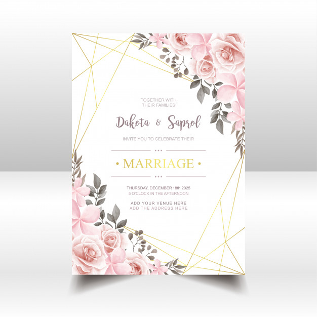 Carte D'Invitation De Mariage Vintage Avec Cadre Floral destiné Carte D Invitation Mariage Pas Cher